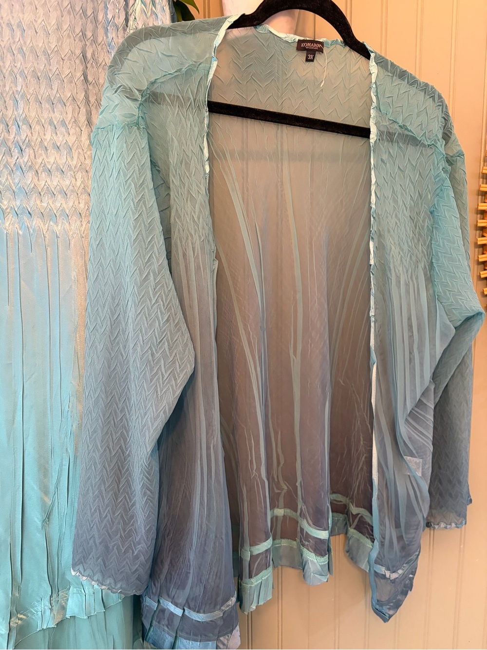 KOMAROV 2-Pc Pleated Maxi Dress & Jacket Set Blue Ombre Plus Size 3X Excellent - Picture 15 of 16